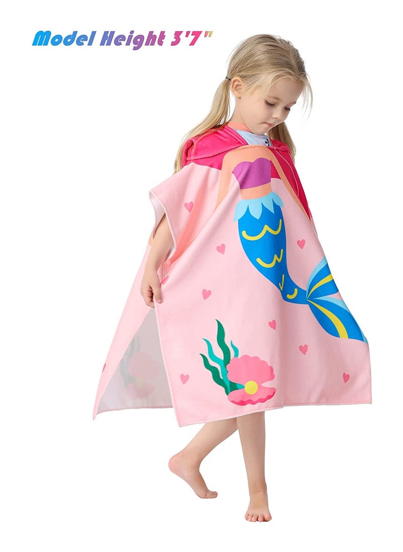 SYOSI Kids Bath Towel for 1-6 Years Toddler Hooded Towel Microfiber Super Soft Robe Poncho Bathrobe Girls Swimming Beach Holiday Water Playing Pool Swim Coverups 1 Pieces  - Image 5