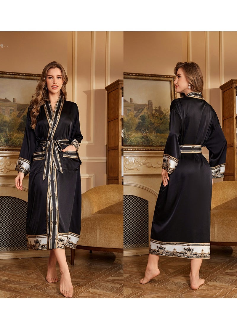 Tie Up Long Sleeved Sleeping Bathrobe Can Be Used As A Wedding Morning Gown Or Home Outfit(Single Outer Robe)  - Image 1