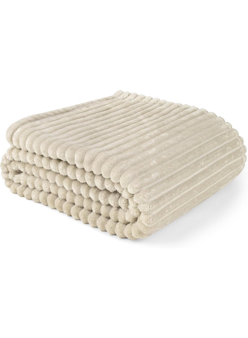 T G H Striped Flannel Fleece Blanket Plush Throw Blanket Super Soft Blanket King Size(220x240) For Bed and Sofas Luxurious Warm and Comfortable - Image 1