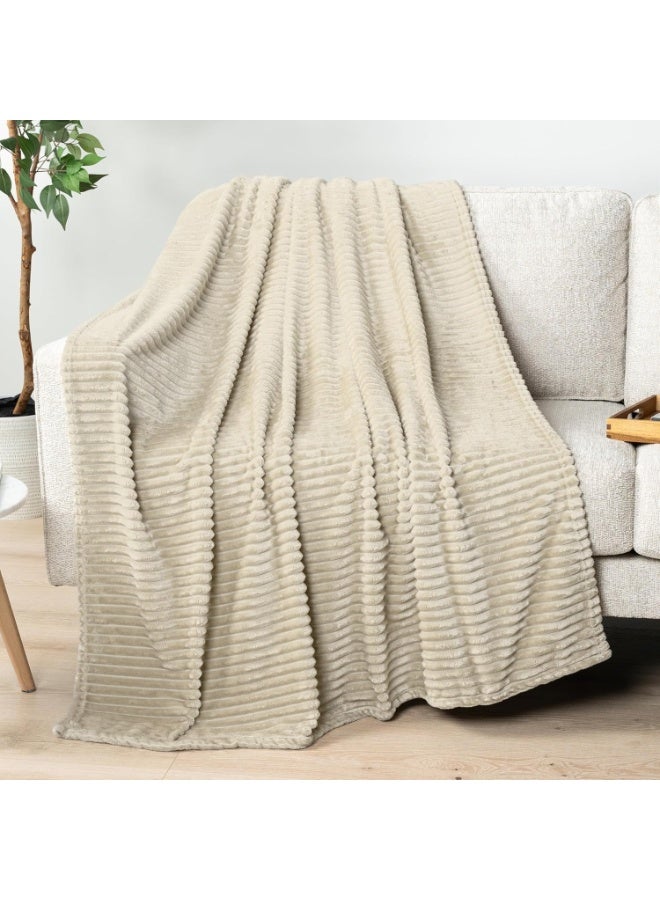 T G H Striped Flannel Fleece Blanket Plush Throw Blanket Super Soft Blanket King Size(220x240) For Bed and Sofas Luxurious Warm and Comfortable - Image 2
