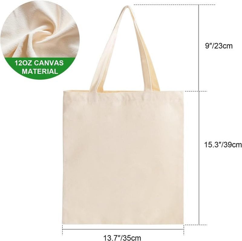 Metsi Cotton Tote Bag for Women, 13"x15" Plain Cotton Tote Bag with Zipper, Reusable Multi-Purpose Bags for Shopping, School, Beach, Groceries, Painting, DIY Gift Bags, Pack of 4 - Image 2