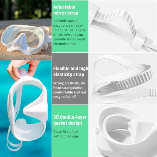 KLERICER Snorkel Diving Mask, Snorkeling Mask with Macaron Colors, Panoramic View Anti-Leak Anti-Fog Diving Goggles, Tempered Glass Panoramic Wide View Travel Portable - Image 5
