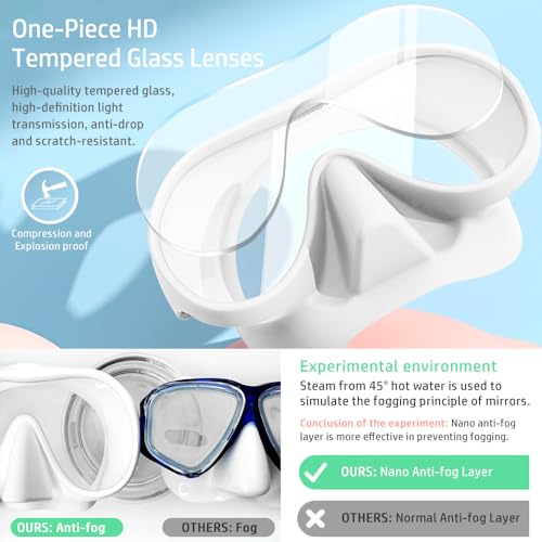 KLERICER Snorkel Diving Mask, Snorkeling Mask with Macaron Colors, Panoramic View Anti-Leak Anti-Fog Diving Goggles, Tempered Glass Panoramic Wide View Travel Portable - Image 3