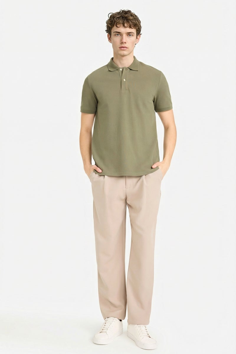 DeFacto Green Man Cotton Polo T-Shirt Casual - Image 2