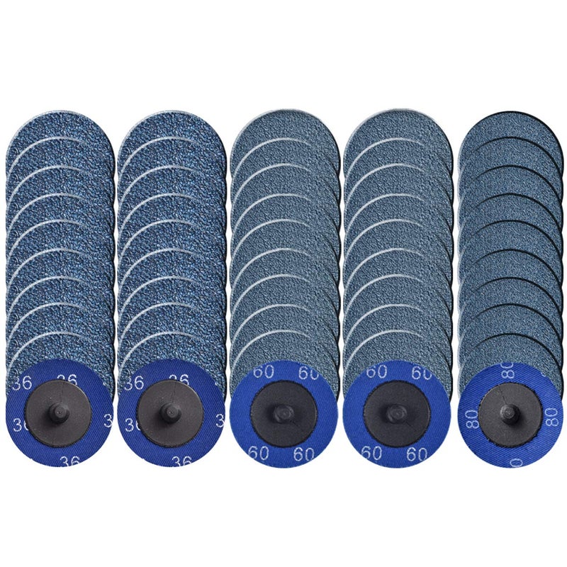 Tshya Quick Change Grinding Disc, 50 Pcs 2 inch Sanding Discs for Die Grinder Accessories, Zirconia Coated 36/60/80 Grit for Surface Prep - Image 1