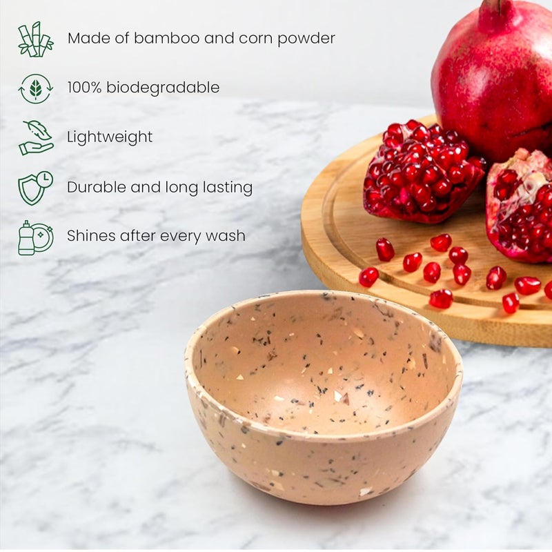 Red Butler EcoFriendly Bamboo Fiber Bowls Set of 4 Bowls Reusable and Stain Resistant Sturdy Weight Perfect Size for Indian Curries Microwave Dishwasher Safe Elegant Walnut Design - Image 2