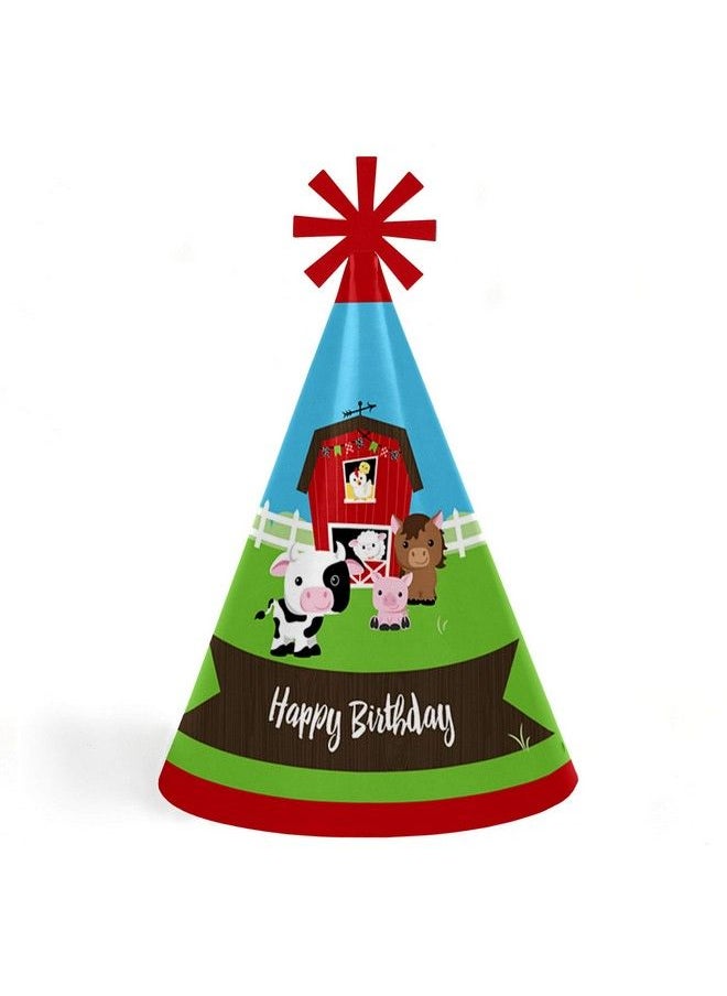 Big Dot of Happiness Farm Animals Cone Happy Birthday Party Hats For Kids And Adults Set Of 8 (Standard Size)  - Image 1