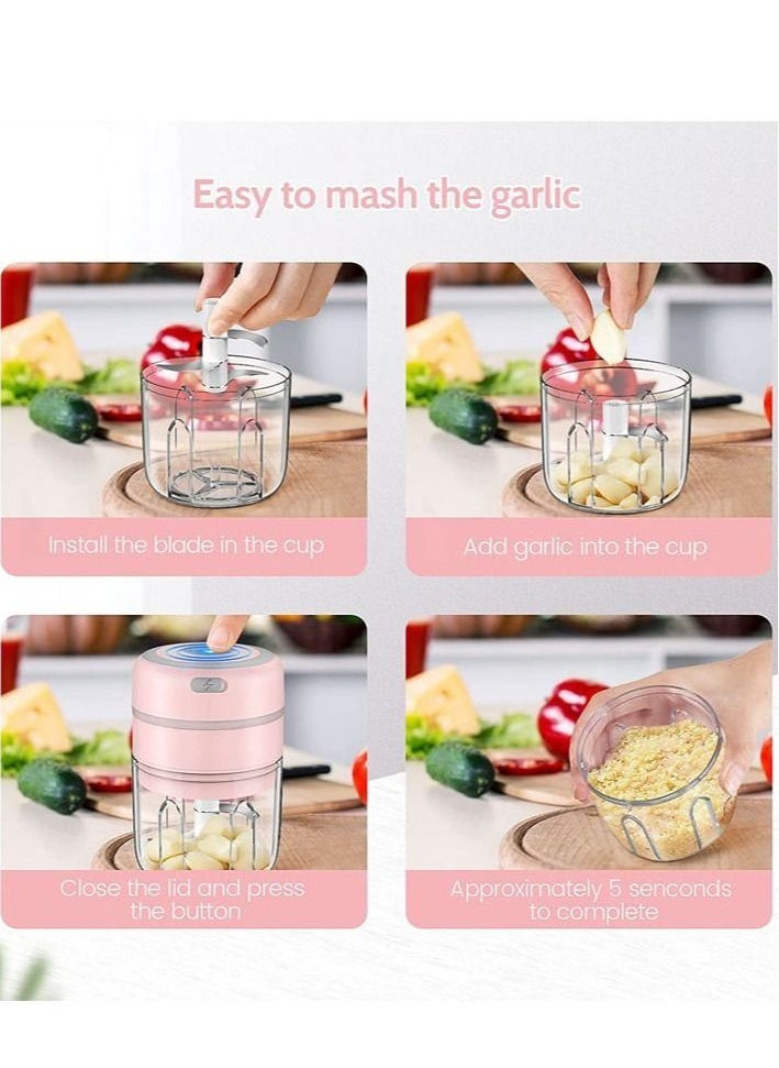 Electric Mini Chopper Food Slicer and 250ml Blender to Meat/Vegetables/Chopped Fruit/Onion/Garlic, Wireless Portable Food Processor, Mini Chopping Food Processing