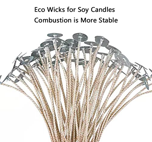 GSXRB 100pcs ECO8 Wicks for Soy Candles, 6 inch Pre-Waxed Candle Wick for Candle Making,Thick Candle Wick with Base - Image 4