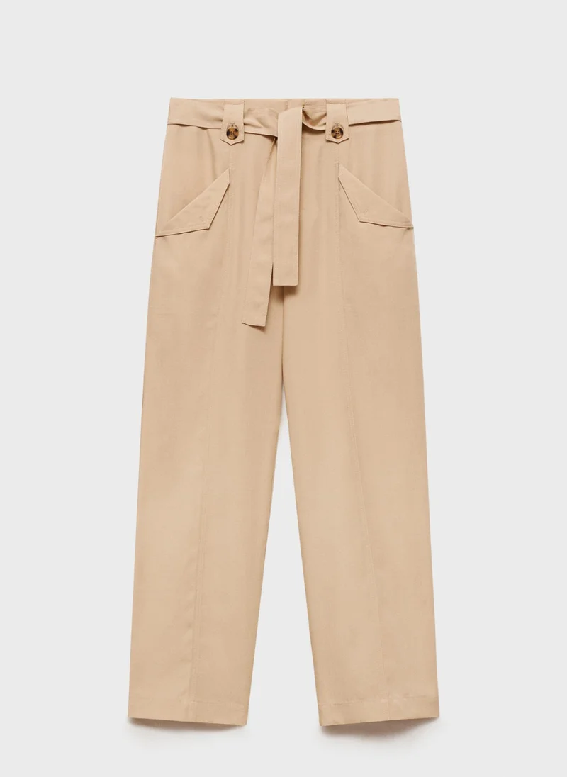 مانجو Pants With Button Loops And Bow