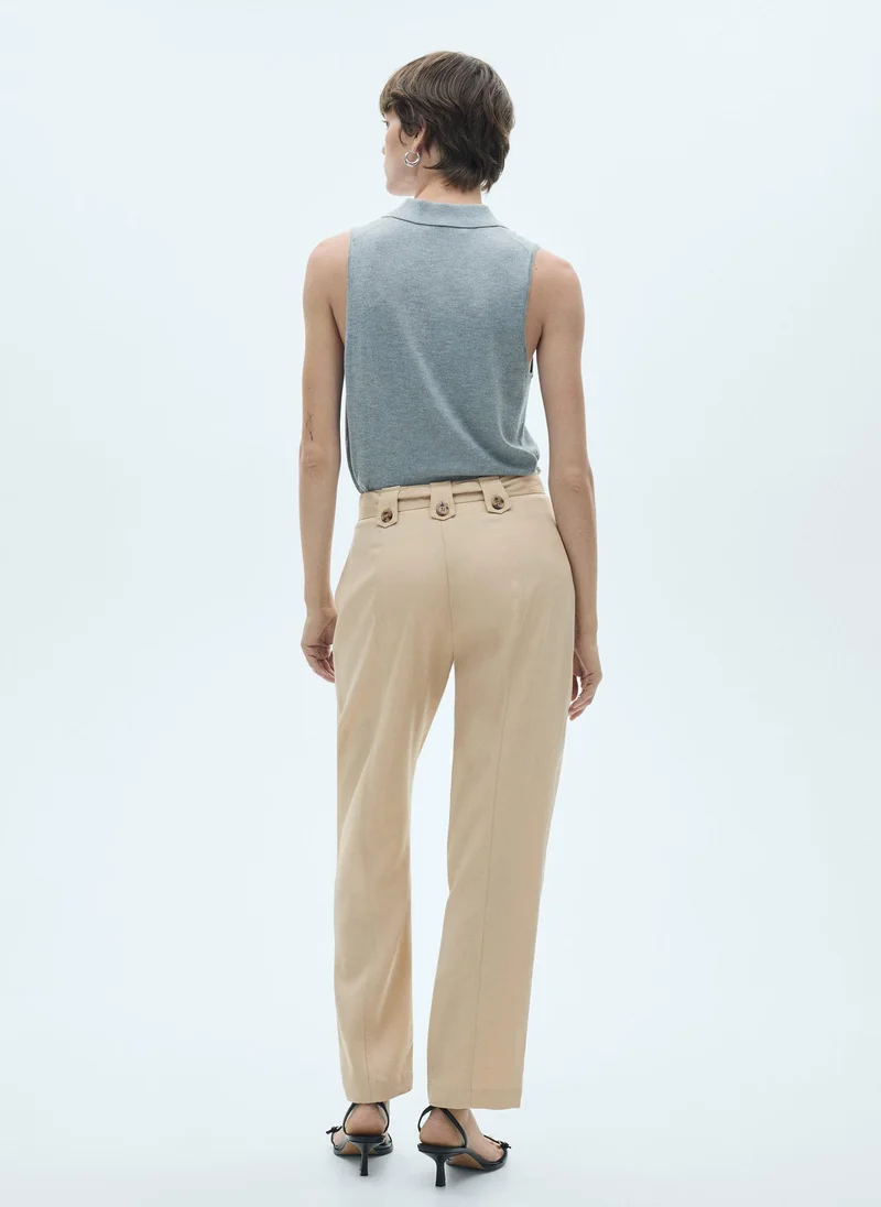 MANGO Pants With Button Loops And Bow