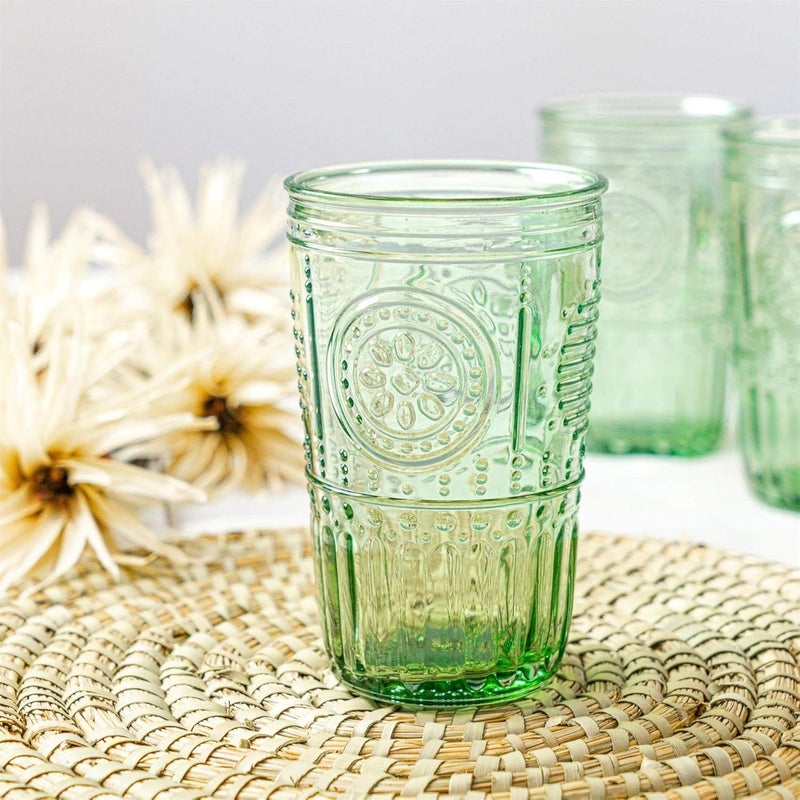 Bormioli Rocco Romantic Set Of 4 Cooler Glasses, 16 Oz. Colored Crystal Glass, Pastel Green, Made In Italy. - Image 3