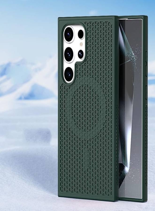 AROAQ Luxury Magnetic Mesh Heat Dissipation Phone Case for Samsung Galaxy S25 S24 S23 S22 Ultra Plus S 24 23 22 S24Ultra Anti-Drop Cooling Phone Cases, For Magsafe Charge Cover (Green) - Image 1