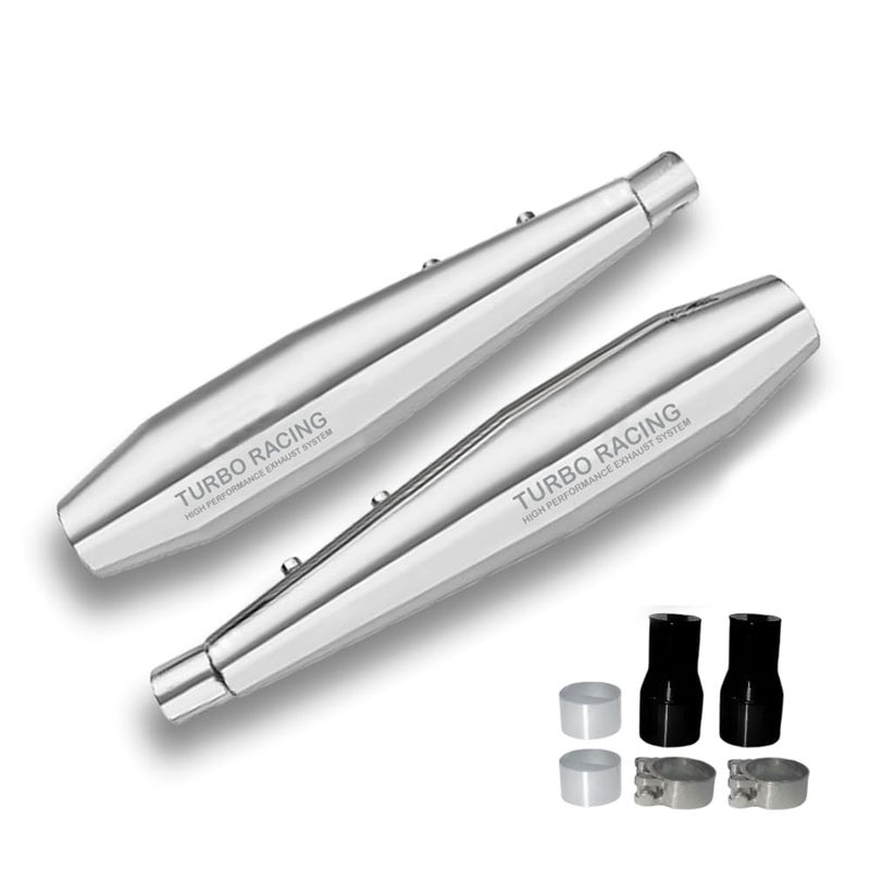 SORAX Turbo Racing Exhaust Silencer for Royal Enfield Continental GT 650 | Chrome Finish | High Performance, Deep Sound, Durable (Set of 2) - Image 4
