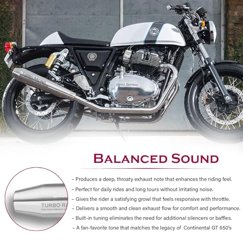 SORAX Turbo Racing Exhaust Silencer for Royal Enfield Continental GT 650 | Chrome Finish | High Performance, Deep Sound, Durable (Set of 2) - Image 3