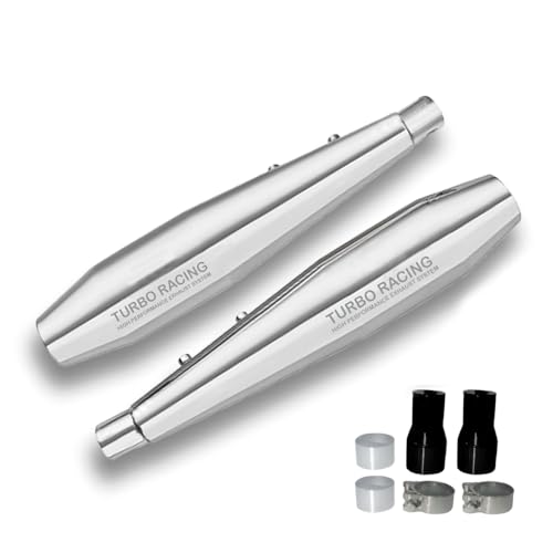 SORAX Turbo Racing Exhaust Silencer for Royal Enfield Continental GT 650 | Chrome Finish | High Performance, Deep Sound, Durable (Set of 2) - Image 1
