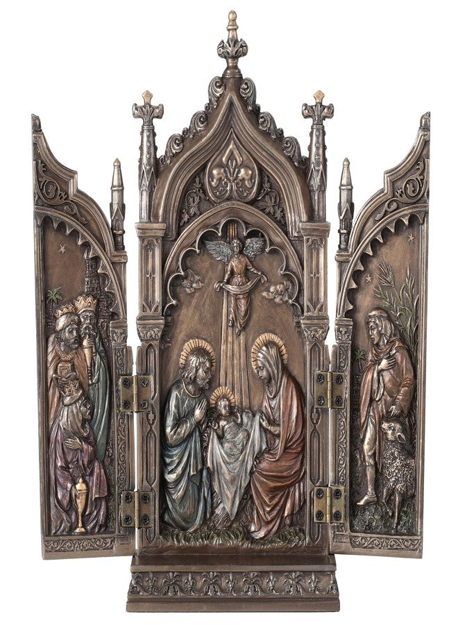 UNICORN STUDIO Nativity in Cathedral Triptych Statue Sculpture - Image 1