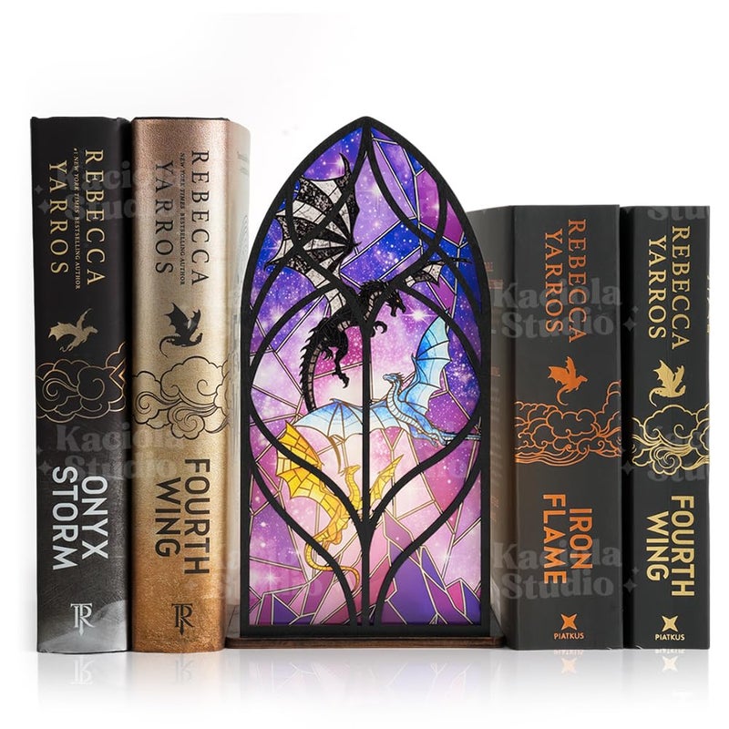 Kaciola Studio Fantasy Dragon Library Sign Book Nook Kit, Cute Bookish Decor, Gifts for Booklovers/Reader/Women, Bookshelf Book Store Decor, Romantasy Gift (Dragons) - Image 1