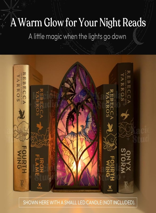 Kaciola Studio Fantasy Dragon Library Sign Book Nook Kit, Cute Bookish Decor, Gifts for Booklovers/Reader/Women, Bookshelf Book Store Decor, Romantasy Gift (Dragons) - Image 4