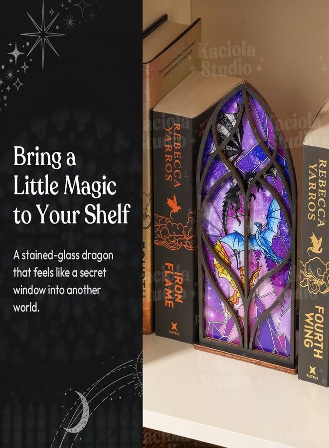 Kaciola Studio Fantasy Dragon Library Sign Book Nook Kit, Cute Bookish Decor, Gifts for Booklovers/Reader/Women, Bookshelf Book Store Decor, Romantasy Gift (Dragons) - Image 2