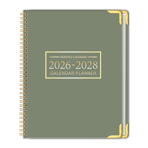 KAICN Monthly Planner 2026-2028, Hardcover 3 year calendar 2026-2027-2028 Calendar Book from Jan 2026 - Dec 2028, 9“ x 11”, Spiral Bound,Organizer for Office, School, and Home,Green - Image 1