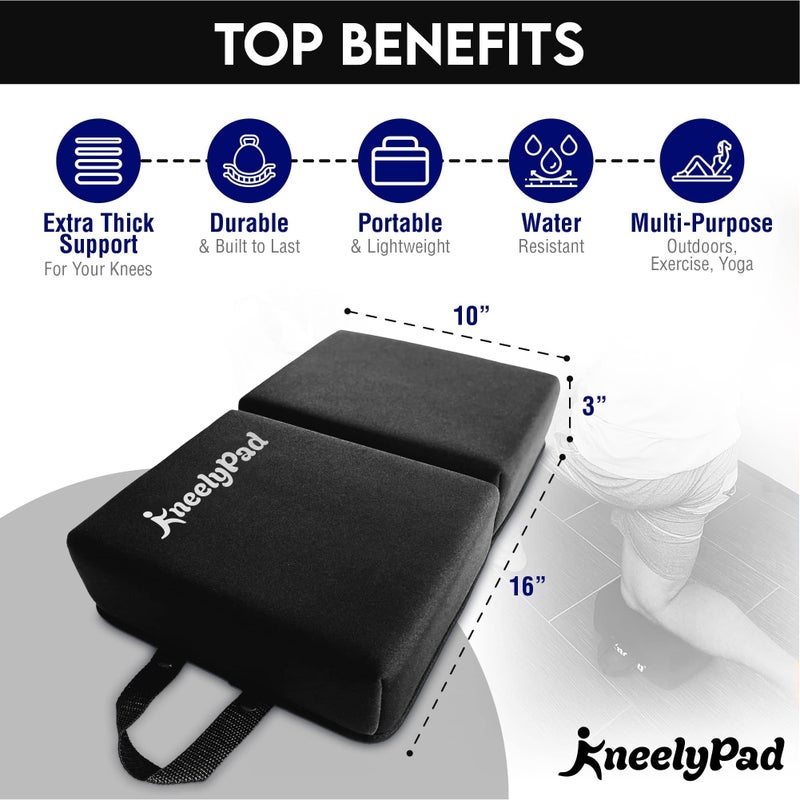 KneelyPad by Kneely | Kneeling Pad for Gardening, Exercise, Cleaning, & Mechanic Work | Extra Thick Memory Foam Knee Cushion for Gardening with Washable Cover | Foldable Gardening Knee Pad with Handle - Image 2