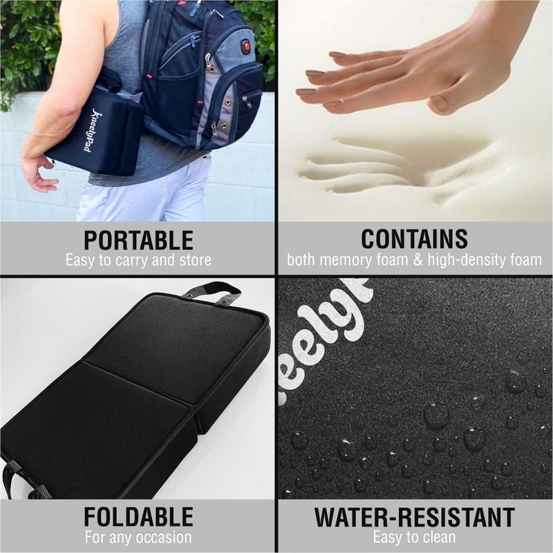 KneelyPad by Kneely | Kneeling Pad for Gardening, Exercise, Cleaning, & Mechanic Work | Extra Thick Memory Foam Knee Cushion for Gardening with Washable Cover | Foldable Gardening Knee Pad with Handle - Image 3