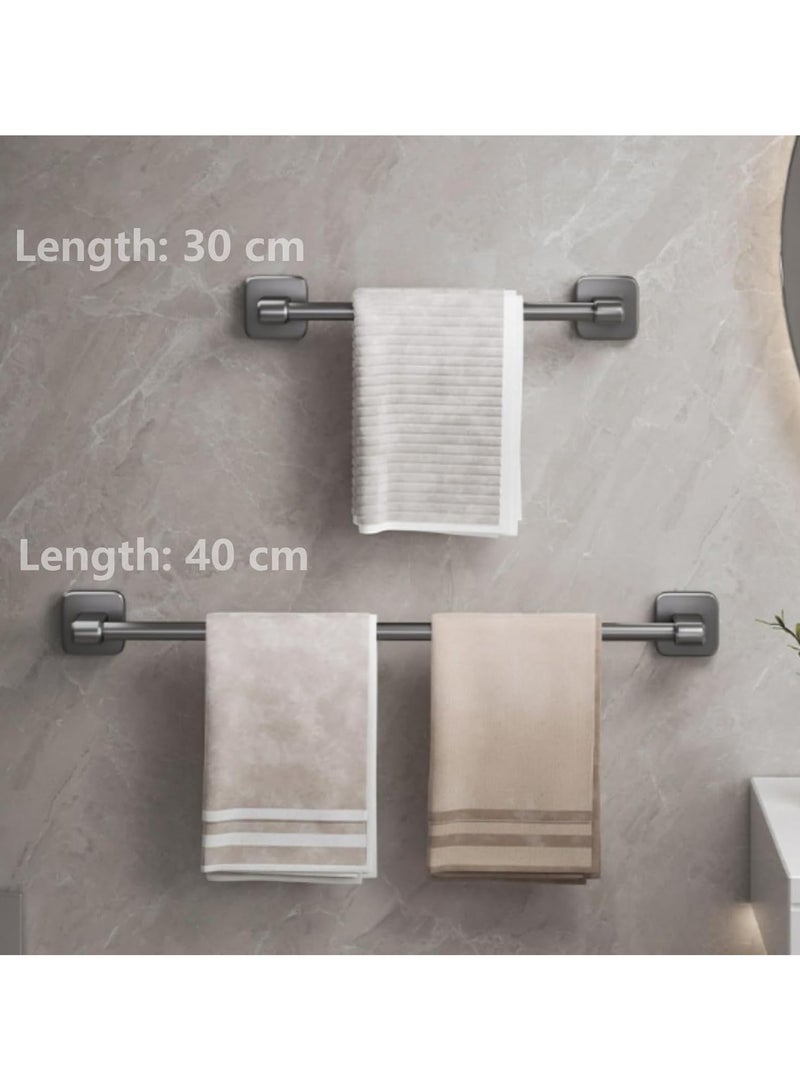 YQbest 2 Pack Bath Towel Bar, 30cm with 40cm Towel Holder Rods for Bathroom, Adhensive Bathroom Towel Bar Slipper Shoe Rack Wall Mounted Towel Hangers for Bathroom Wall, Bathroom Accessories (grey) - Image 2