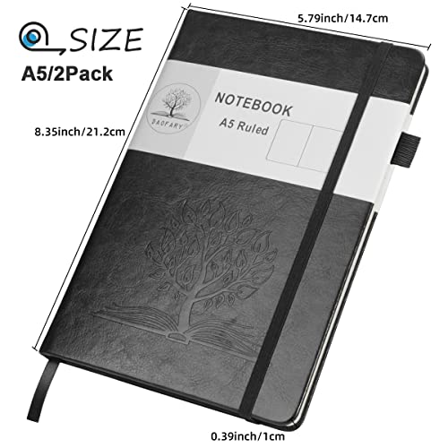 Daofary 2Pack Lined Journal Notebook with Pen Holder—A5 Leather Journal Notebooks with 160 Pages 100gsm Thick Paper, Writing Hardcover Notebook for Work Woman Men 8.4 x 5.7 in - Image 2