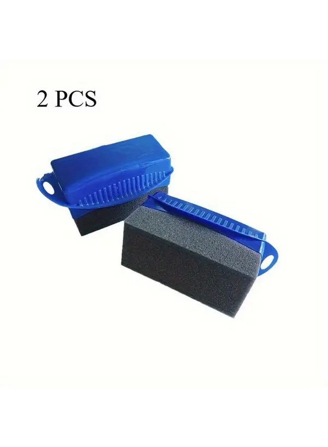 2pcs Blue Crescent Curved Car Waxing Sponge Brush With Dust Cover Ergonomic Handle Durable PP Material For Edge And Gap Cleaning Vehicle Waxing Tool For Cars Trucks SUVs Vehicle Maintenance Sleek Design High Quality Construction - Image 2