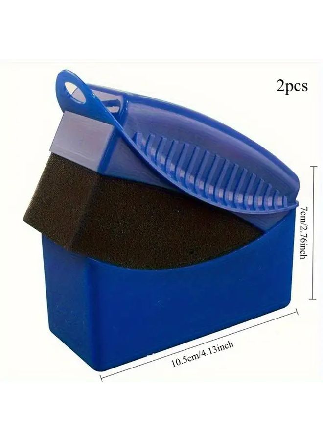2pcs Blue Crescent Curved Car Waxing Sponge Brush With Dust Cover Ergonomic Handle Durable PP Material For Edge And Gap Cleaning Vehicle Waxing Tool For Cars Trucks SUVs Vehicle Maintenance Sleek Design High Quality Construction - Image 1