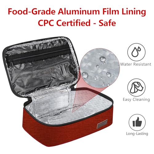 Gloppie Small Lunch Bag Insulated Lunch Box for Women Girls Kids Mini Lunchbox Adult Portable Cooler Bags Reusable Snack Bag Thermal Lunch Boxes, Wine Red - Image 3
