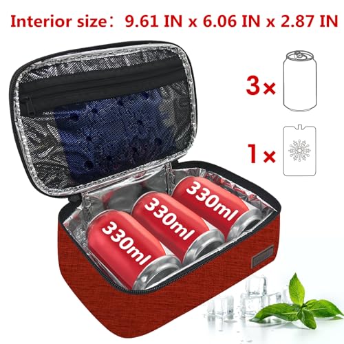 Gloppie Small Lunch Bag Insulated Lunch Box for Women Girls Kids Mini Lunchbox Adult Portable Cooler Bags Reusable Snack Bag Thermal Lunch Boxes, Wine Red - Image 5