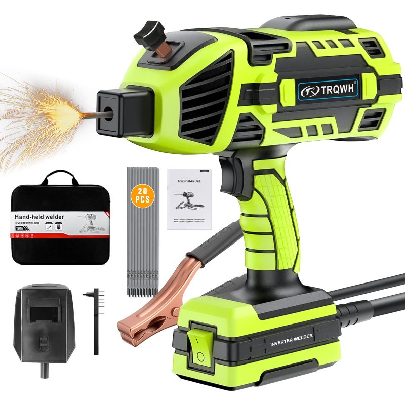 TRQWH Portable Welding Machine 110V ARC Handheld Welder IGBT Inverter Welding Gun Stick Welder 5 Variable Current Adjustment Hand Held Welder Machine Fit for 11618 Welding Rods Green - Image 3
