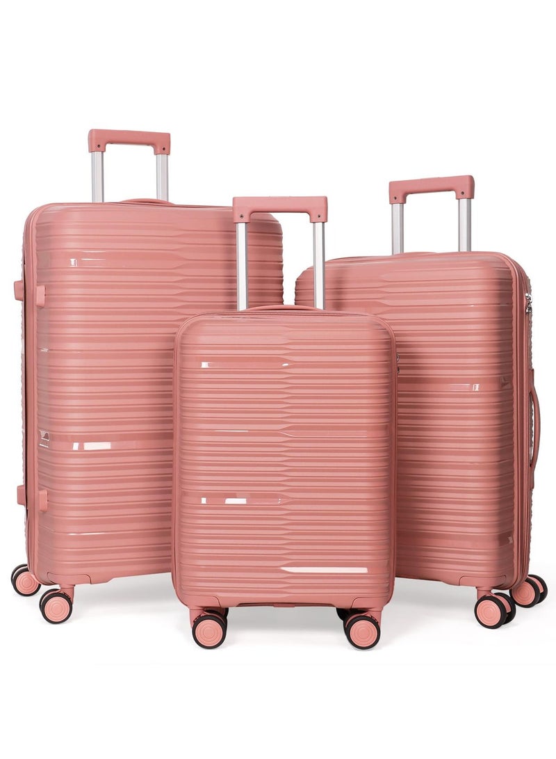 POGAGO 3-Piece Expandable Polypropylene Luggage Set – Perfect for Travel, Business & Weekend Getaways with Anti-Theft Zipper and TSA lock, Unbreakable luggage, 360° Spinner Wheels (28", 24", 20") sizes - Image 1