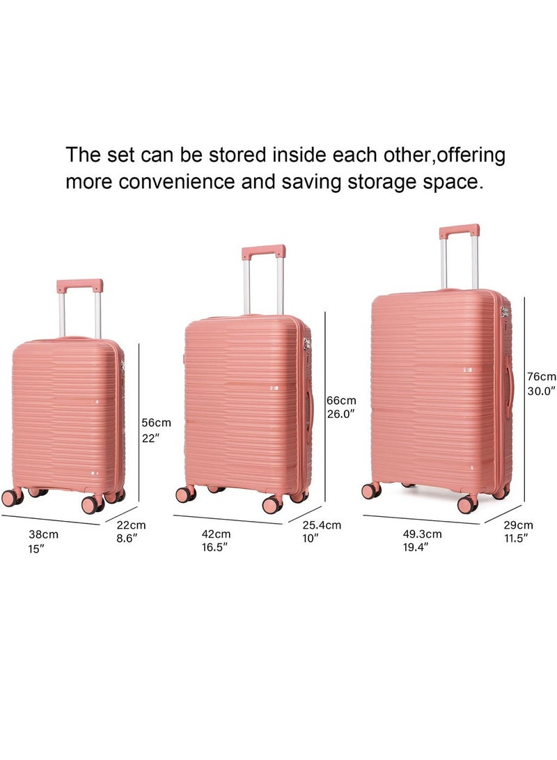 POGAGO 3-Piece Expandable Polypropylene Luggage Set – Perfect for Travel, Business & Weekend Getaways with Anti-Theft Zipper and TSA lock, Unbreakable luggage, 360° Spinner Wheels (28", 24", 20") sizes - Image 3