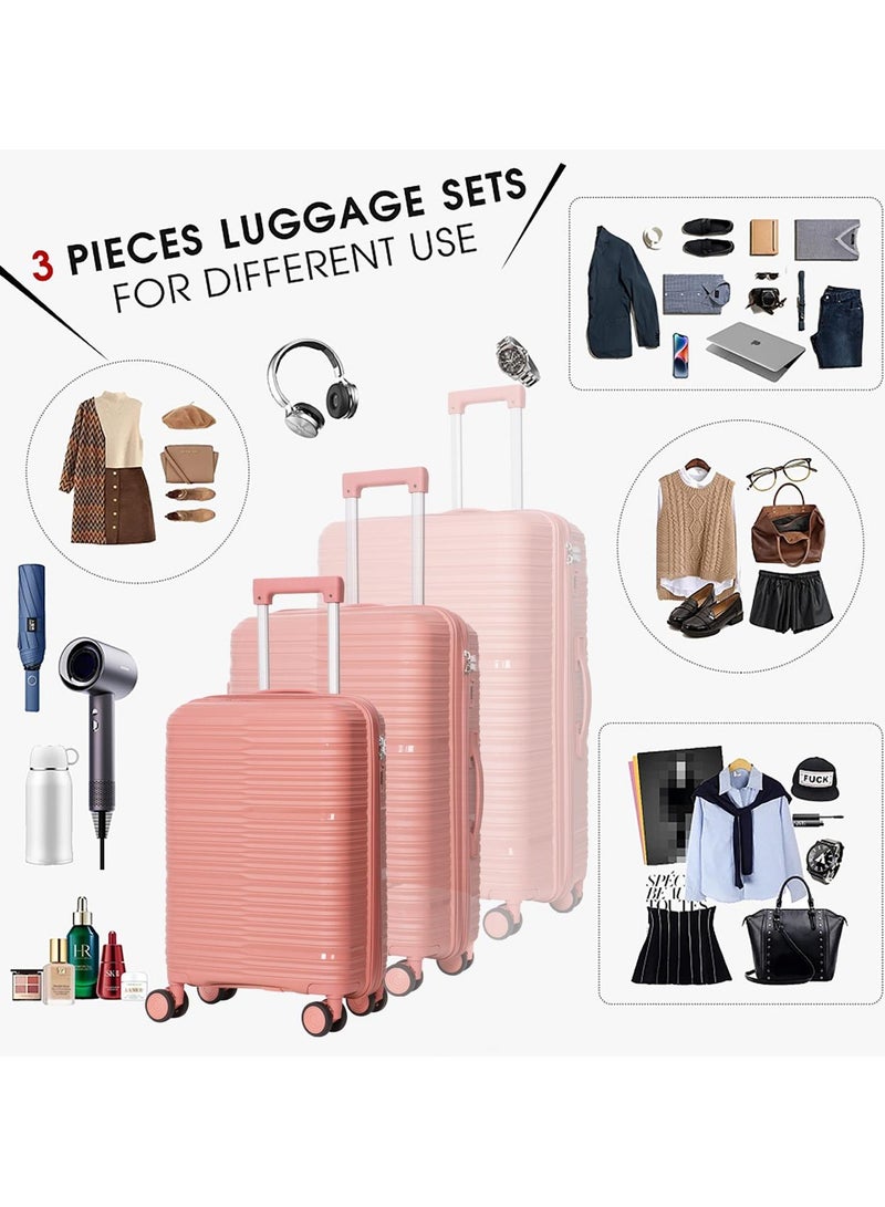 POGAGO 3-Piece Expandable Polypropylene Luggage Set – Perfect for Travel, Business & Weekend Getaways with Anti-Theft Zipper and TSA lock, Unbreakable luggage, 360° Spinner Wheels (28", 24", 20") sizes - Image 4
