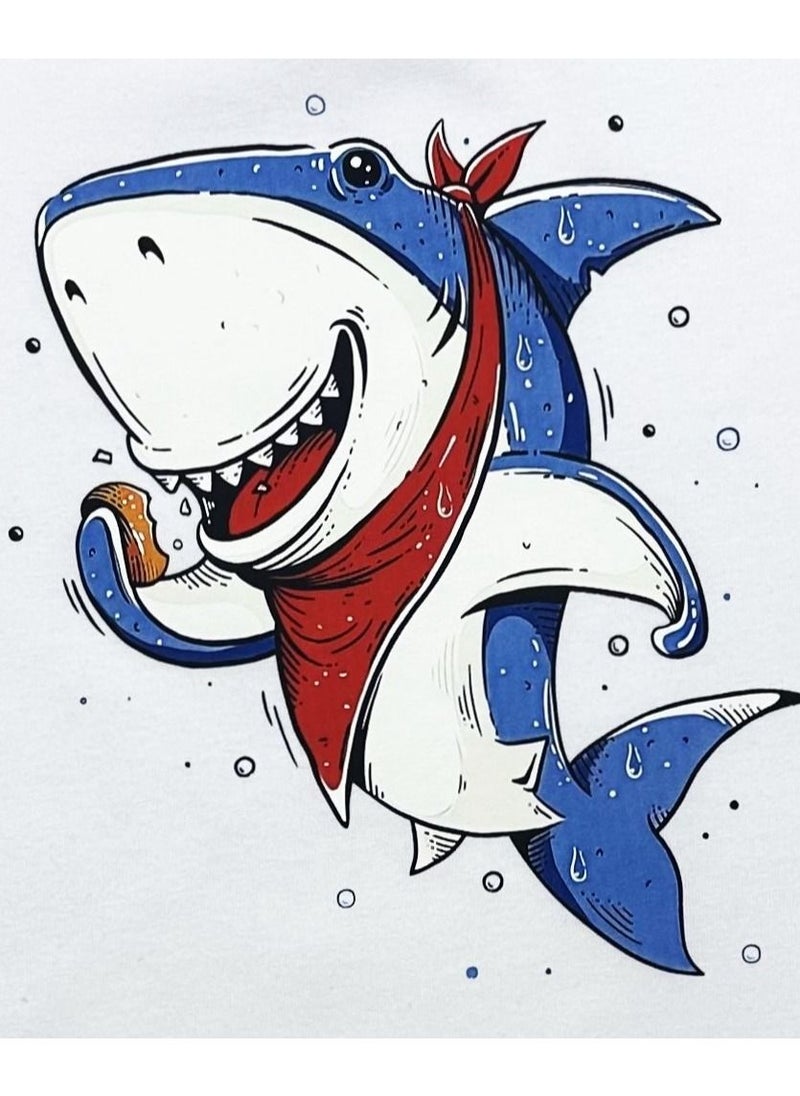 Baby Co. - Shark Cotton Set (White t-shirt + Navy Sweatpants) - Image 1