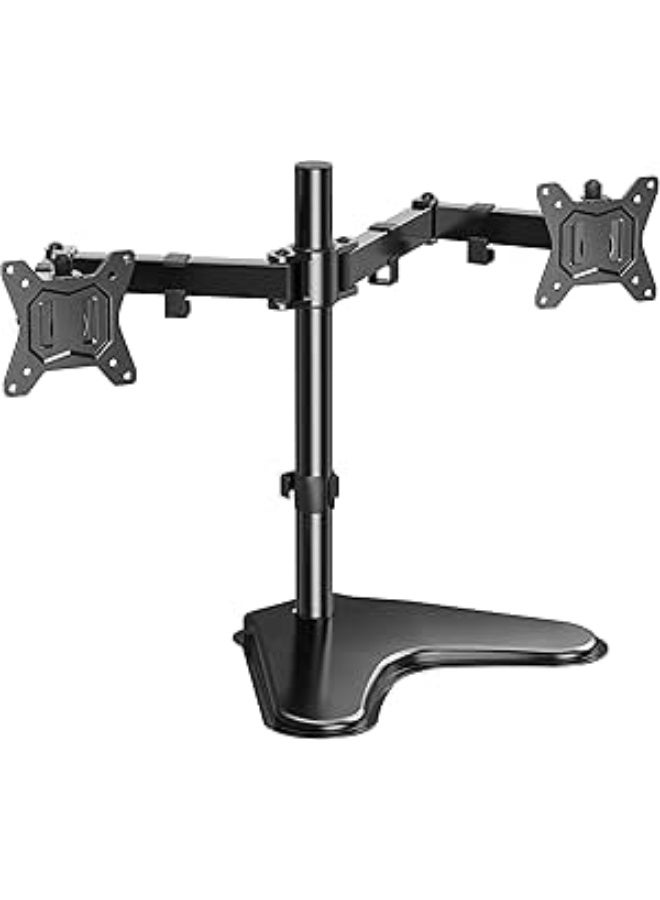Dual Arm Mobile Monitor Stand - Adjustable Height for Two 13"-32" Screens - VESA 75/100 Compatible - Versatile Desk Mounting Solution - Image 1