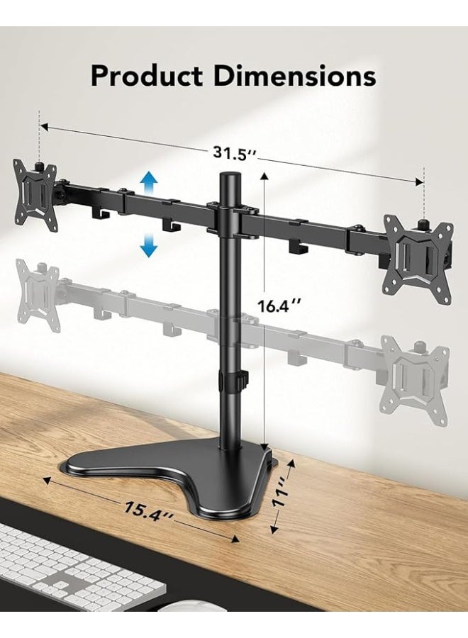Dual Arm Mobile Monitor Stand - Adjustable Height for Two 13"-32" Screens - VESA 75/100 Compatible - Versatile Desk Mounting Solution - Image 5