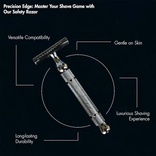 Pink Woolf Safety Razor for Men, Double Edge Close Comb for Sensitive Skin, Daily Shave, Beginner Friendly Single Blade Metal Razor, CC87 Chrome with 10 Blades - Image 5