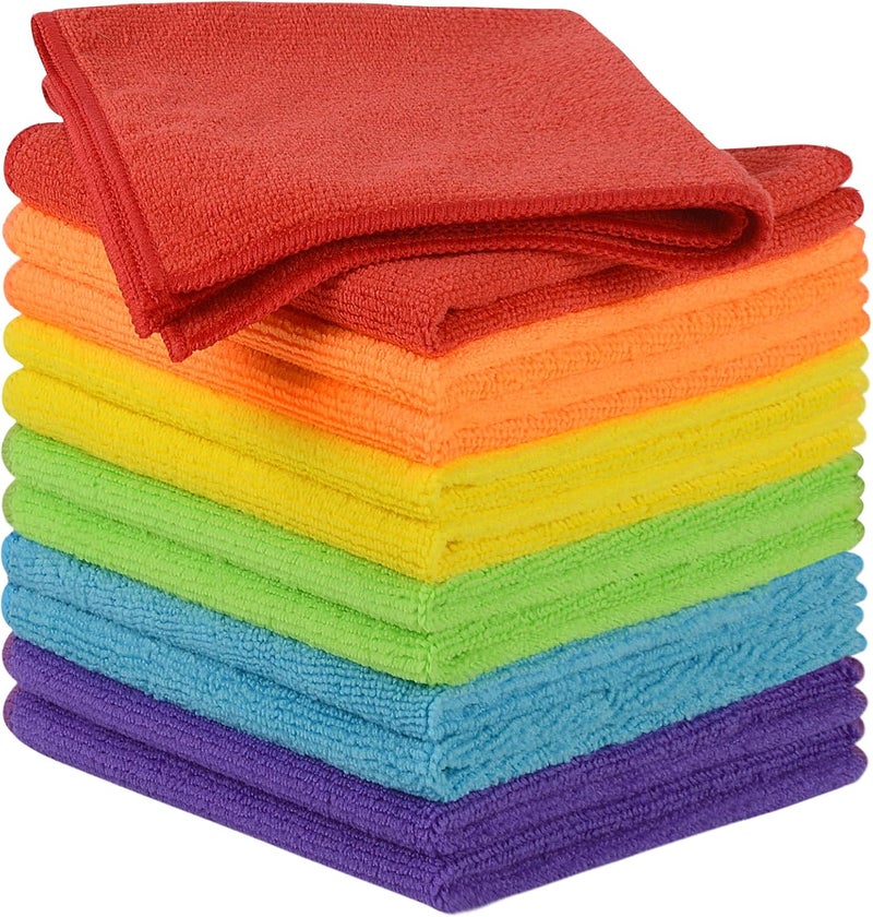 SINLAND Microfiber Rag Absorbent Cleaning Cloth Kitchen Dish Cloth Quick Dry Streak Free Dish Rags Glass Cloths 12inchx12inch 12 Pack - Image 1