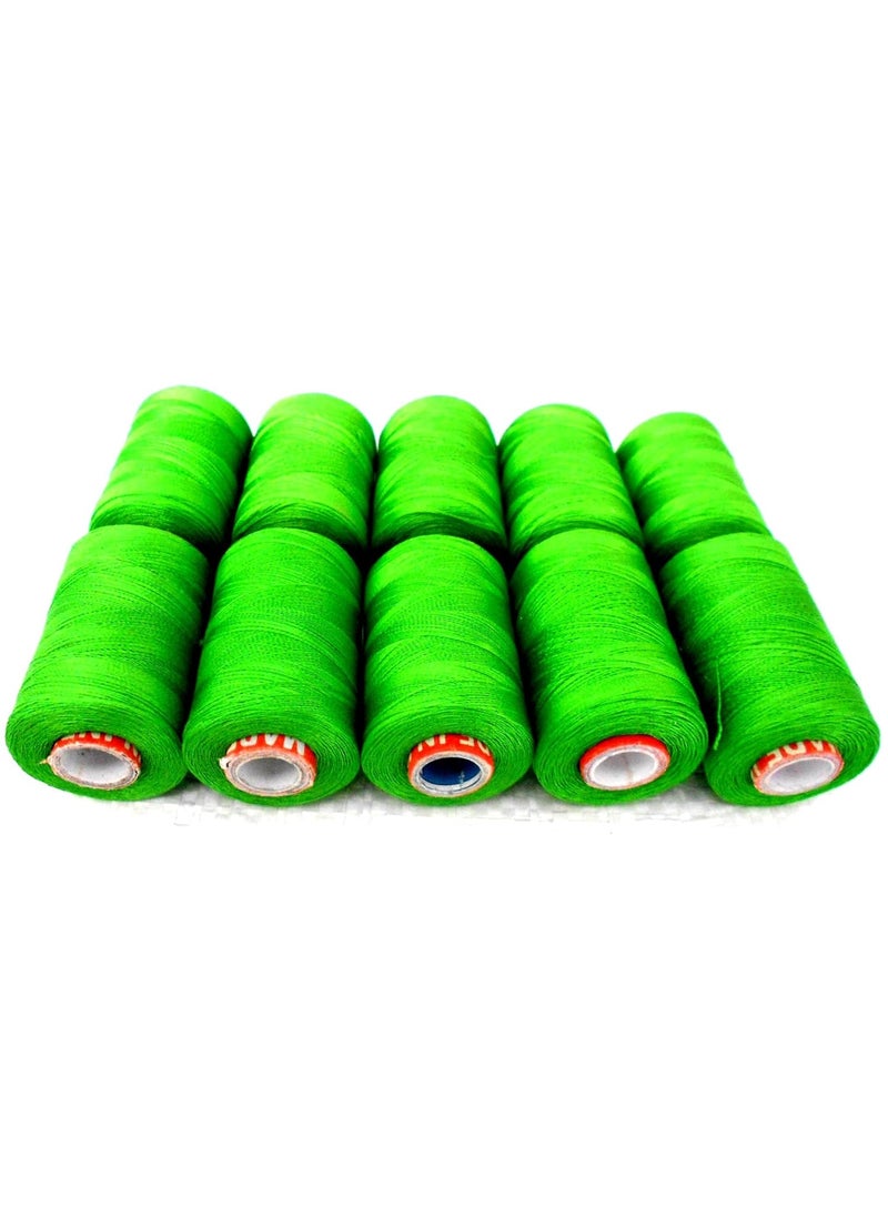 GOELX Silk Thread, Shiny 10 spools, Green Color for Embroidery/Bangle-jhumka-Jewellery Making, Handicrafts  - Image 1
