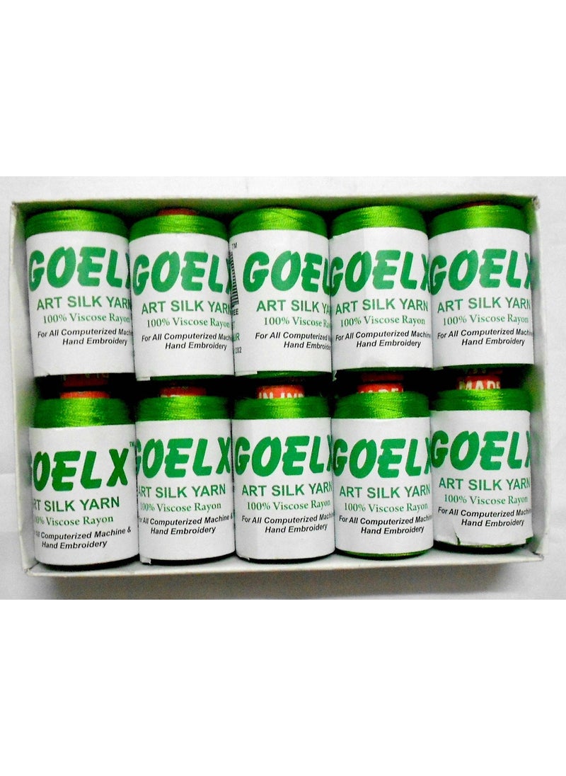 GOELX Silk Thread, Shiny 10 spools, Green Color for Embroidery/Bangle-jhumka-Jewellery Making, Handicrafts  - Image 3