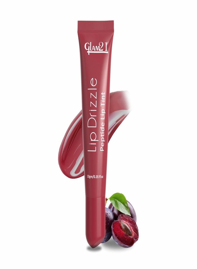Glam 21 Glam21 Lip Drizzle Peptide Lip Tint | Buttery Melt-On Hydrating Formula | High-Gloss Shine & Intense Pigment | Shea Butter, Peptides & Passionfruit Oil | Nourishing & Smoothing Lip Tint | 10gm (Sugar Plum-01) - Image 1