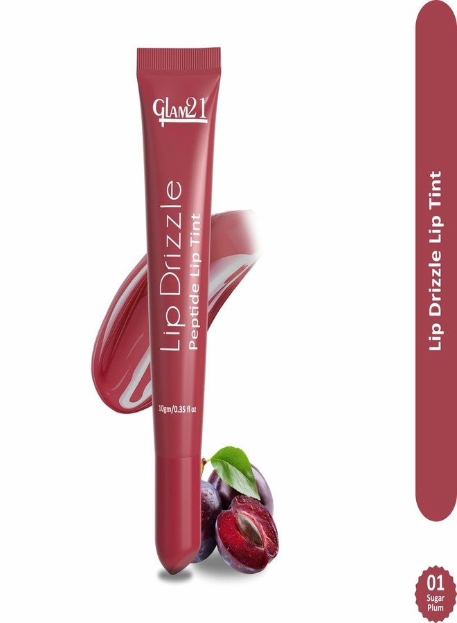 Glam 21 Glam21 Lip Drizzle Peptide Lip Tint | Buttery Melt-On Hydrating Formula | High-Gloss Shine & Intense Pigment | Shea Butter, Peptides & Passionfruit Oil | Nourishing & Smoothing Lip Tint | 10gm (Sugar Plum-01) - Image 2