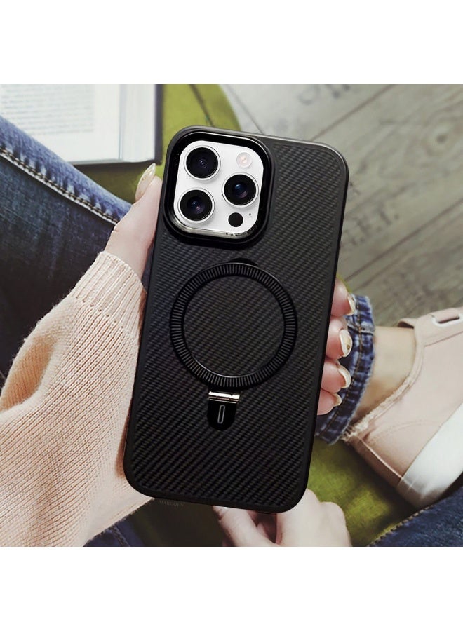 MagSafe Compatible Shockproof Case for iPhone 12 Pro – Carbon Fiber Texture, Slim Protective Cover with Wireless Charging Support (Black) - Image 1