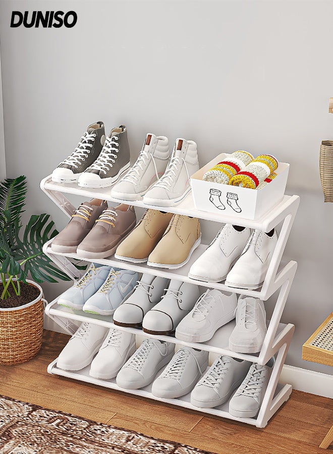 DUNISO 4-Tier Shoe Rack, Easy Assembly,Space Saving Household Shelf for shoes ,Shoe Storage Organizer , Suitable for Bedroom, Hallway and Entryway (White) - Image 1