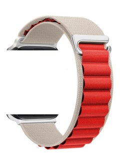 Alpine Loop Band 49mm 45mm 44mm for Apple Watch Series Ultra/8/SE/7/6/5/4/3/2/1 Nylon Woven Textile Loop Sport Strap Wristband Red/White