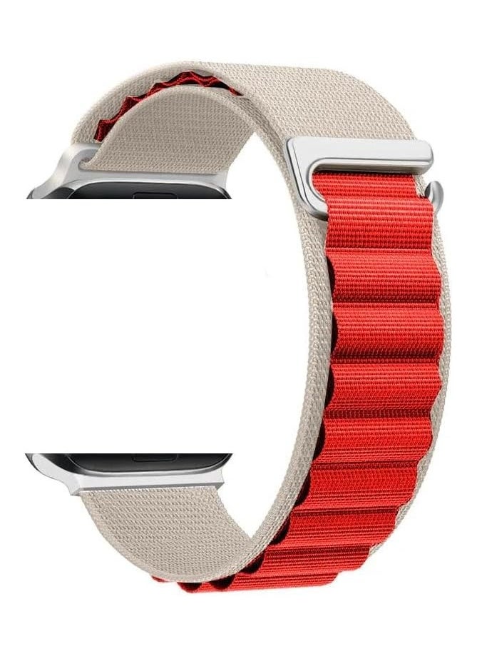 CATANES - Alpine Loop Band 49mm 45mm 44mm for Apple Watch Series Ultra/8/SE/7/6/5/4/3/2/1 Nylon Woven Textile Loop Sport Strap Wristband Red/White - Image 1